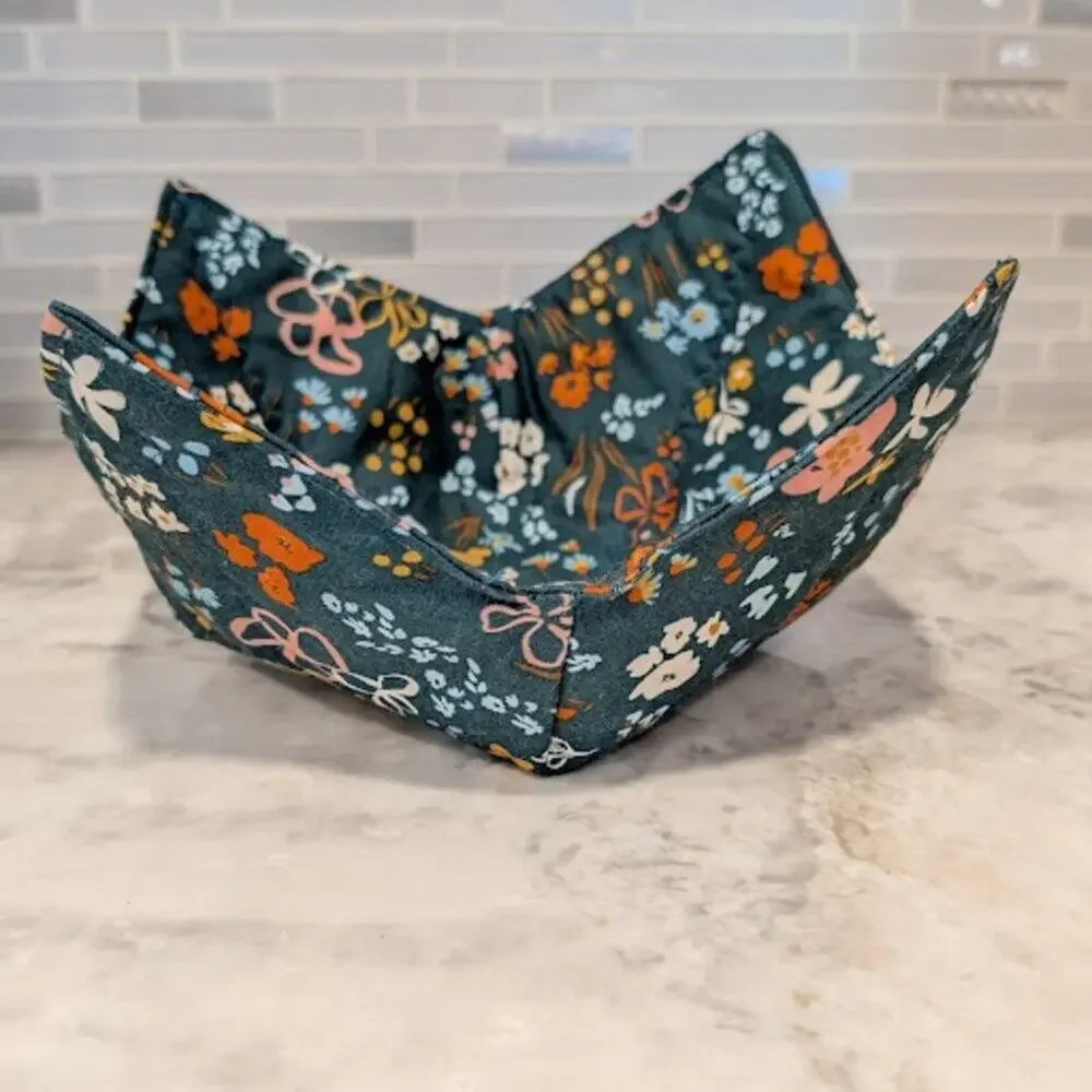 Wildflower Floral Bowl Cozy | Microwave Safe Soup Holder | Handmade Gift